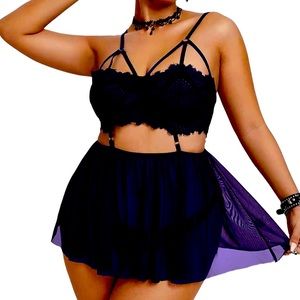 XL women Lingerie Purple sexy dress sleepwear babydoll